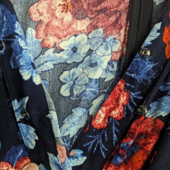 Roaman's Blue And Red Floral Maxi Dress Size 22/24 - Picture 3 of 7